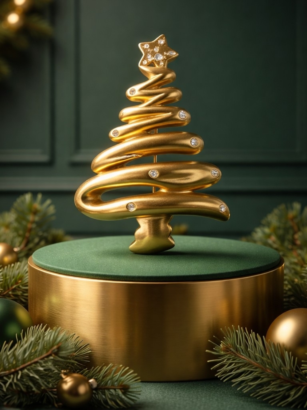 Vintage Krementz Christmas Tree Brooch